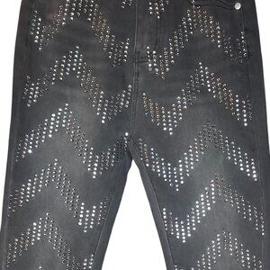 PCTL Ethikal Brand Denim Jean Rhinestone Geometric 90s Y2K Bling Women sz 25 NWT